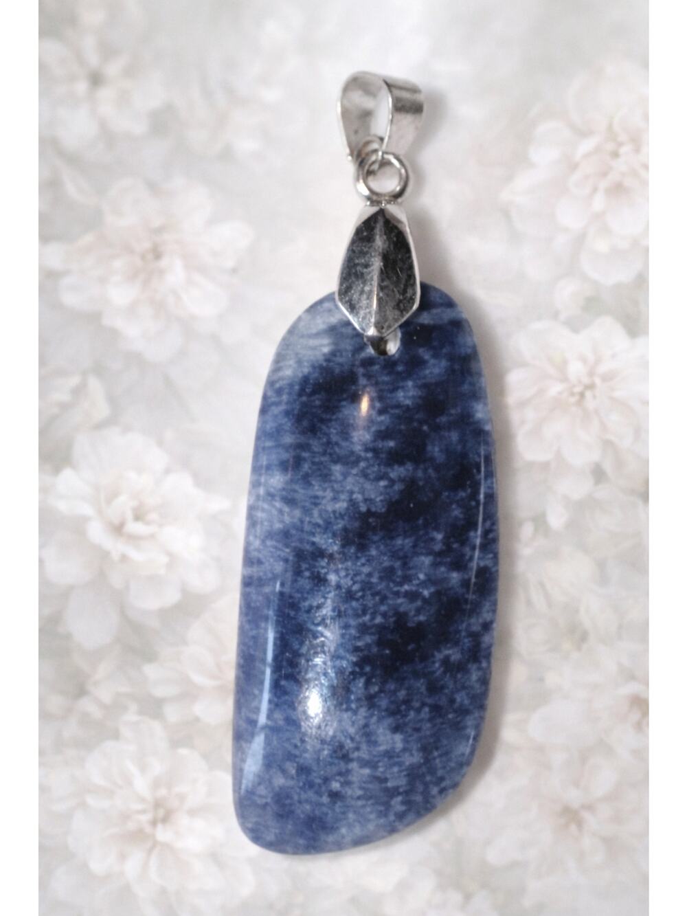 Blue Sodalite Gemstone Pendant with Silver Bail